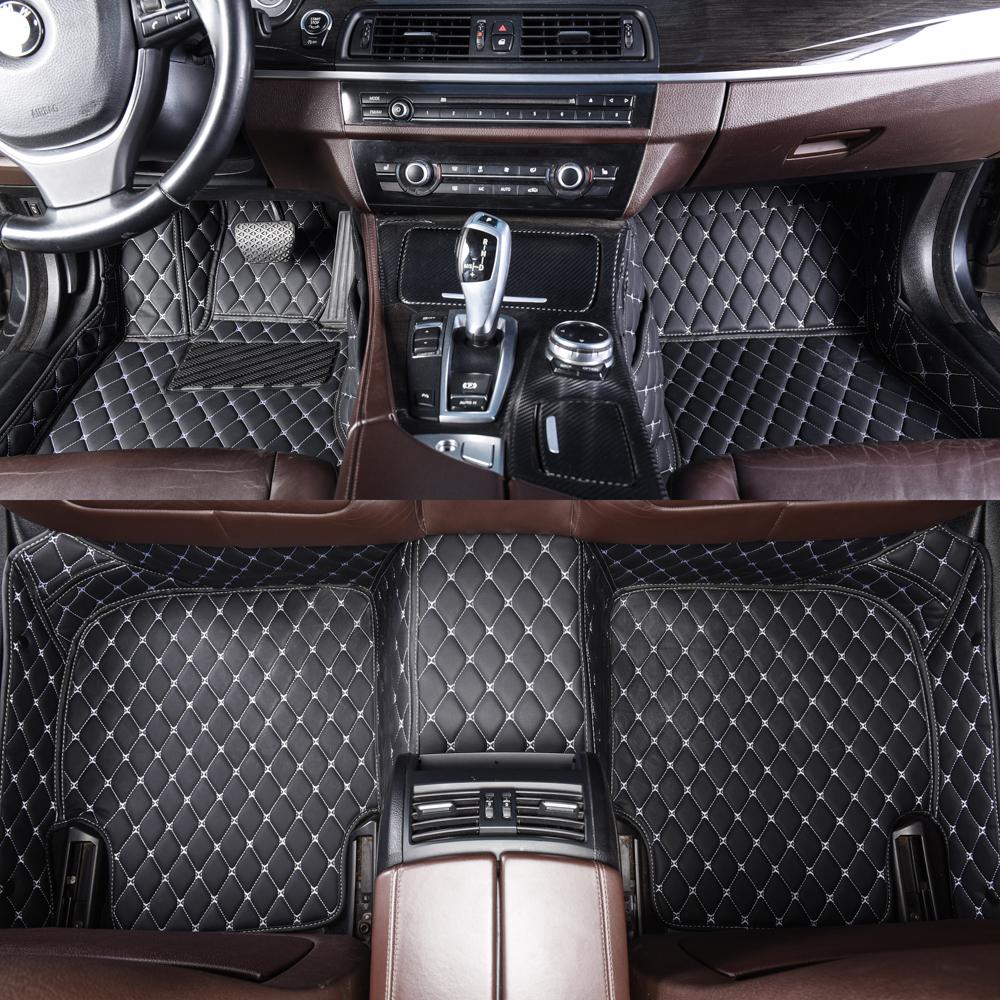 Black and White Stitching Luxury Leather Diamonds Car Mats