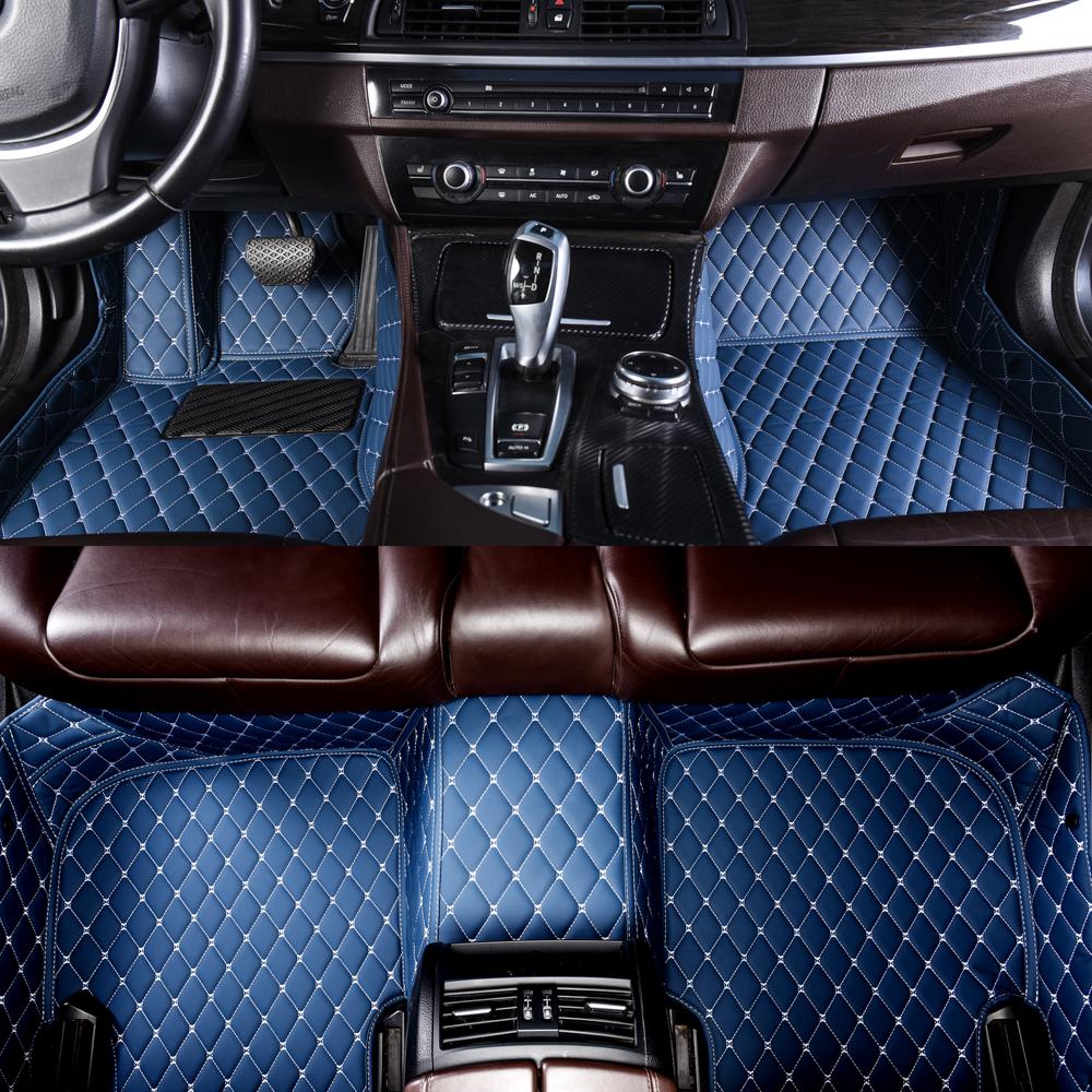 Blue Luxury Leather Diamonds Car Mats