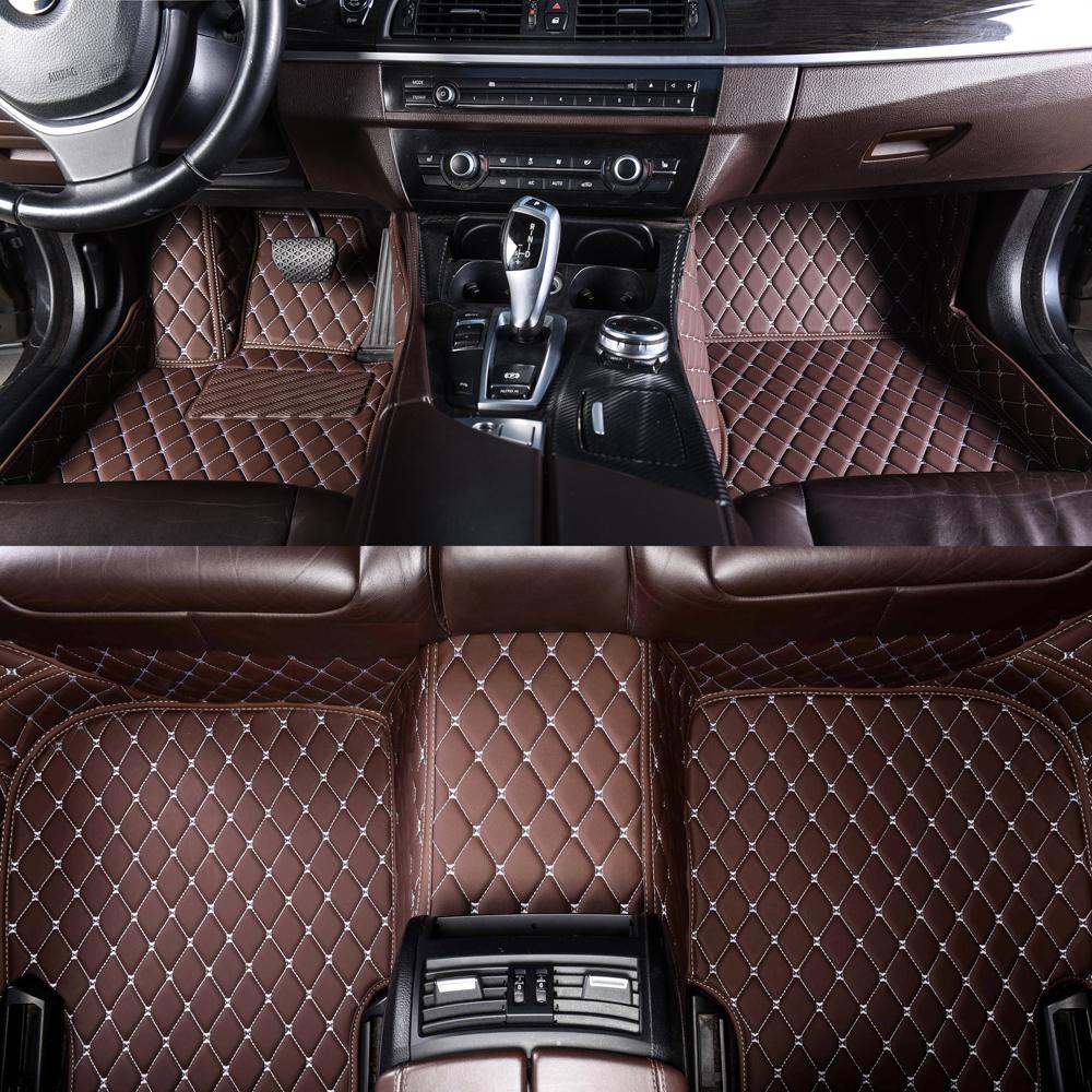 Dark Brown Luxury Leather Diamonds Car Mats