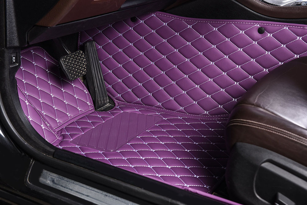 Purple Luxury Leather Diamond Car Mats