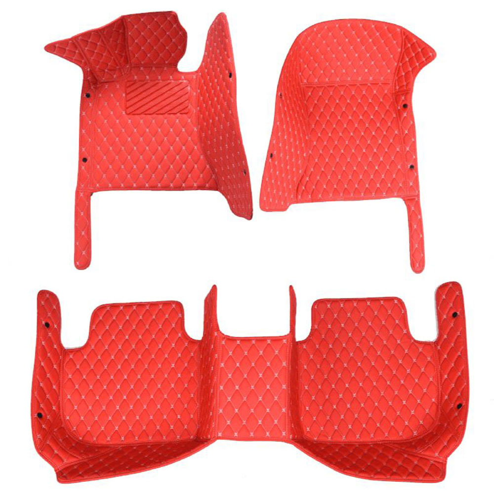 Red Luxury Leather Diamond Car Mats for Renault Fluence
