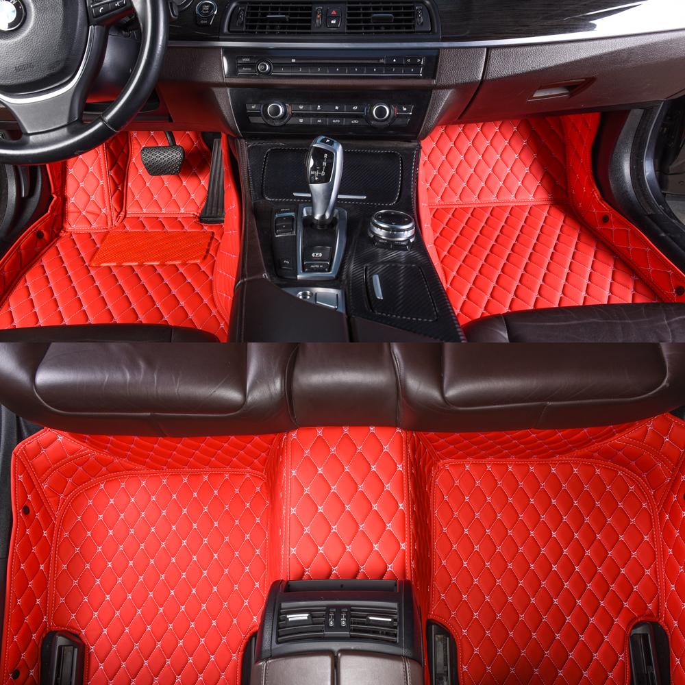Red Luxury Leather Diamonds Car Mats