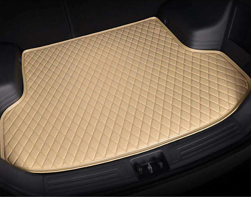 Beige Luxury Leather Diamond Trunk Base Mats