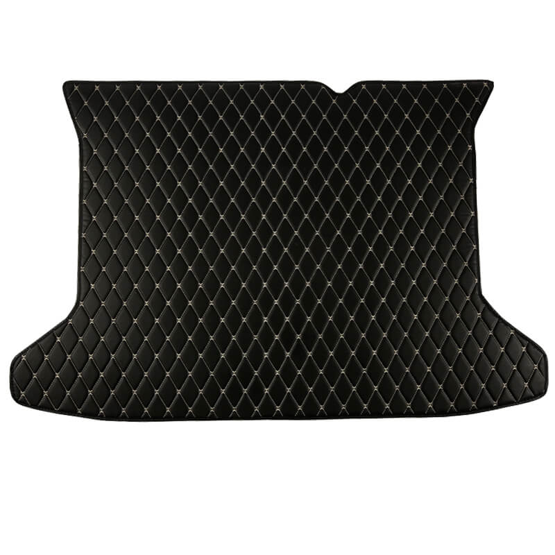 Black and Beige Stitching Luxury Leather Diamond Trunk Base Mats Black and Beige Stitching Luxury Leather Diamond Trunk Base Mats