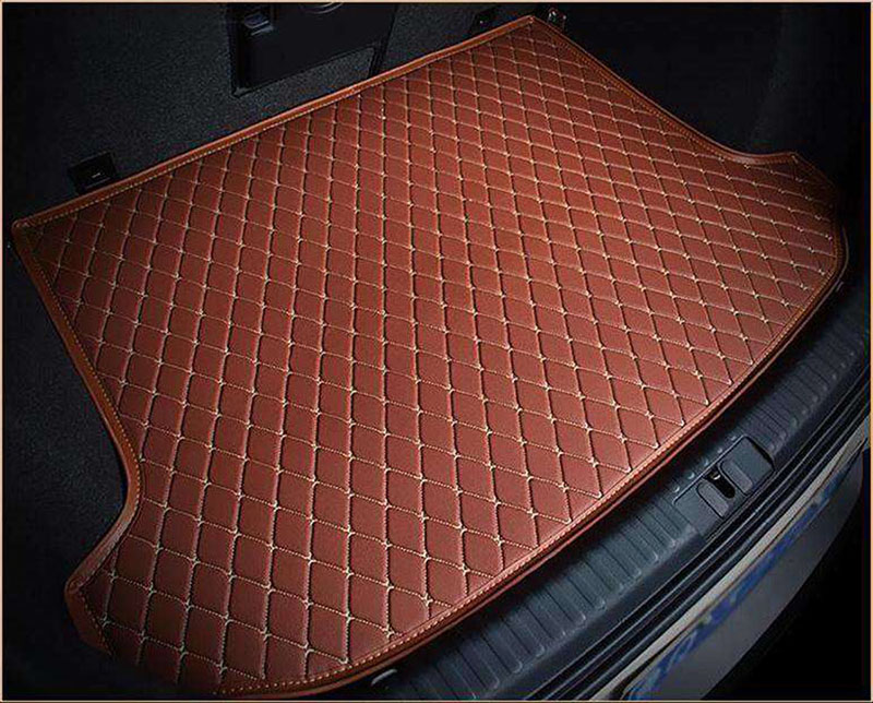 Brown Luxury Leather Diamond Trunk Base Mats