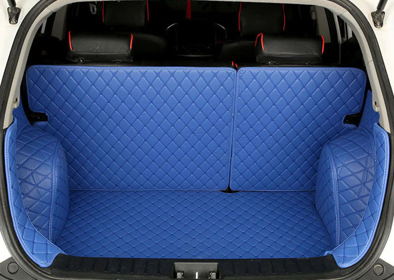 Blue Full Cover Luxury Leather Diamond Trunk Car Mats Blue Full Cover Luxury Leather Diamond Trunk Car Mats