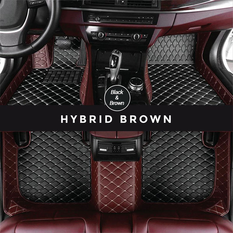 Black and Brown Hybrid Mode Premium Diamond Car Mats for Renault Fluence