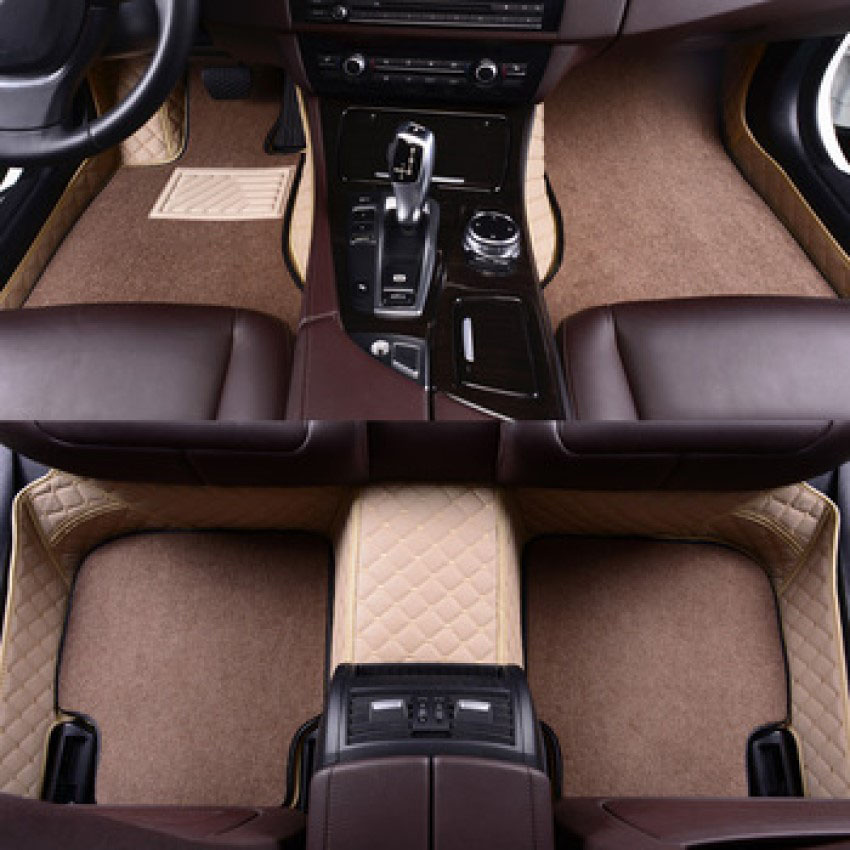 Beige and Brown Double Layer Premium Diamond Car Mats Beige and Brown Double Layer Premium Diamond Car Mats
