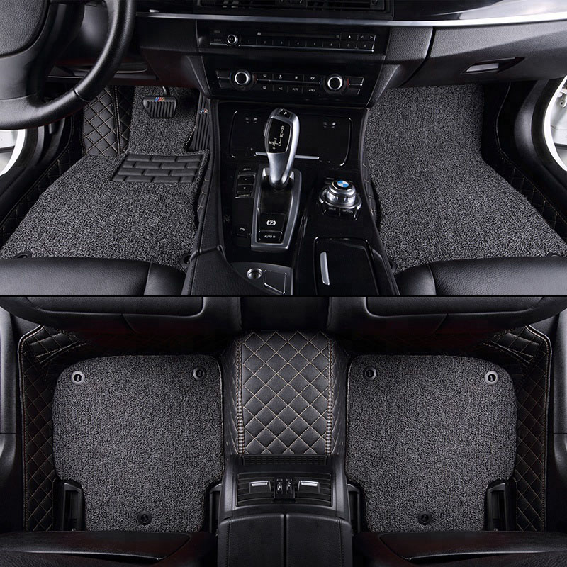 Black and Grey Double Layer Premium Diamond Car Mats Black and Grey Double Layer Premium Diamond Car Mats