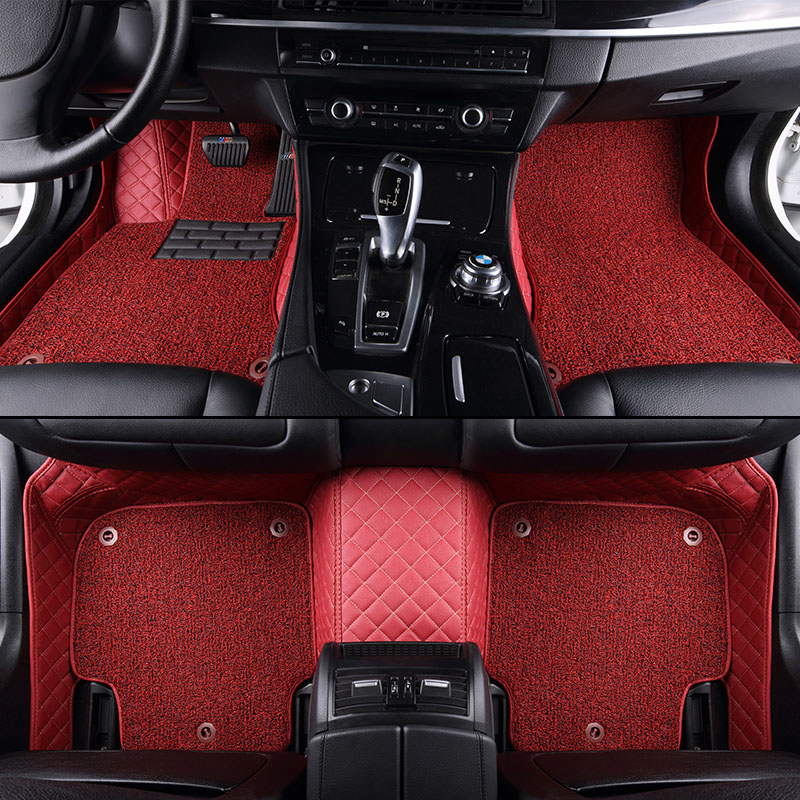 Red and Red Double Layer Premium Diamond Car Mats Red and Red Double Layer Premium Diamond Car Mats
