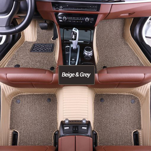 Beige and Grey Double Layer Premium Stripe Car Mats Beige and Grey Double Layer Premium Stripe Car Mats