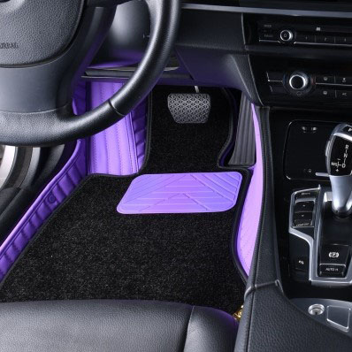 Purple and Black Double Layer Premium Stripe Car Mats