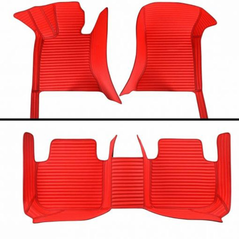 Red Luxury Leather Stripe Car Mats